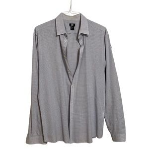 H&M mens black&white button up dress shirt 👔